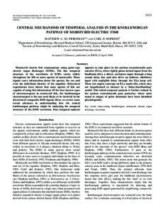 Neuroethology / Electric fish / Neurobiology / Knollenorgan / Electrocommunication / Jamming avoidance response / Mormyridae / Neuron / Coincidence detection in neurobiology / Biology / Nervous system / Neuroscience