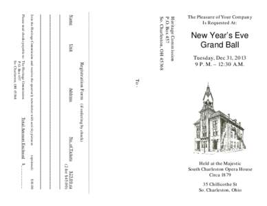 New Year’s Eve Grand Ball Tuesday, Dec 31, P. M. – 12:30 A.M. To -