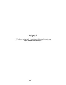 Chapter 2 “Whether or not a viable wholesale electricity market exists in a region which includes Nebraska.” II-I