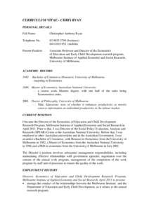 Association of Commonwealth Universities / Alternative education / Vocational education / Department of Education /  Employment and Workplace Relations / University of Melbourne / Australia / Adelaide / The Melbourne Institute of Applied Economic and Social Research / Minister for School Education /  Early Childhood and Youth / Education / Government / Oceania