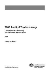 2005 Audit of Toolbox usage L Thompson & S Kimberley (Lin Thompson & Associates[removed]FINAL REPORT