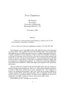 Price Dispersion Ed Hopkins∗ Economics University of Edinburgh Edinburgh EH8 9JY, UK November, 2006