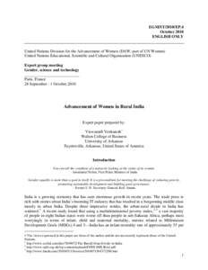 EGM/ST/2010/EP.4 October 2010 ENGLISH ONLY United Nations Division for the Advancement of Women (DAW, part of UN Women) United Nations Educational, Scientific and Cultural Organization (UNESCO)