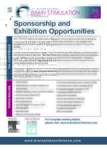 TOPICS INCLUDE  THE CONFERENCE Sponsorship and Exhibition Opportunities