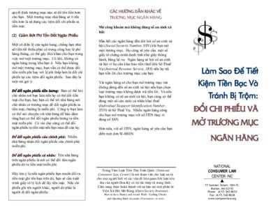 (2) Giäm B§t Phí T°n ñ°i Ngân Phi‰u M¶t sÓ ÇiŠu lŒ cûa ngân hàng, ch£ng hån nhÜ sÓ tiŠn tÓi thi‹u phäi có trong công hay lŒ phí hàng tháng, có th‹ gây khó khæn cho bån trong viŒc m