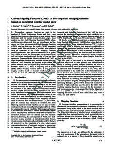 GEOPHYSICAL RESEARCH LETTERS, VOL. 33, LXXXXX, doi:[removed]2005GL025546, [removed]Global Mapping Function (GMF): A new empirical mapping function based on numerical weather model data