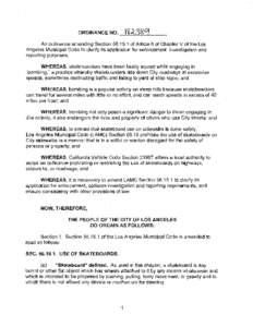 1<6.:{31?q  ORDINANCE NO. An ordinance amending Sectionof Article 6 of Chapter V of the Los Angeles Municipal Code to clarify its application for enforcement, investigation and