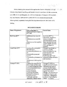 Notice is hereby given pursuant to the requirements of section 403(r[removed]U.S. QCJ’ i p sj?a 343(r)(6) of the Federal Food, Drug, and Cosmetic Act and in accordancewith the requirements of 2 1 CFR[removed], that Metage