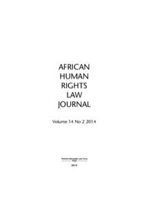 AFRICAN HUMAN RIGHTS LAW JOURNAL Volume 14 No