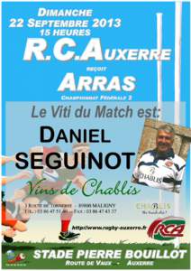 DIMANCHE 22 SEPTEMBREHEURES R.C.AUXERRE ARRAS