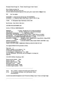 Richmond Sound Design Ltd. - Theatre Sound Design & Show Control Excess/Surplus inventory list These and many other parts are for sale If you are interested in purchasing any of these parts, please email charlie.rsd@gmai