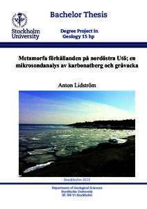 Bachelor Thesis Degree Project in Geology 15 hp Metamorfa förhållanden på nordöstra Utö; en mikrosondanalys av karbonatberg och gråvacka