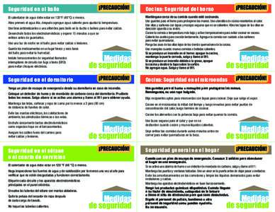 Seguridad en el baño  Cocina: Seguridad del horno El calentador de agua debe estar en 120°F (48°C) o menos.