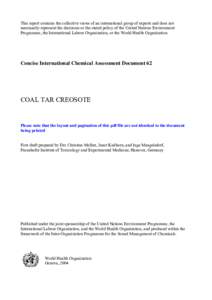 Concise International Chemical Assessment Document (#62) Coal Tar Creosote