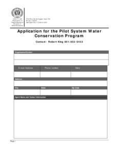 Application for the Pilot System Water Conservation Program Contact: Robert KingOrganization/Contact