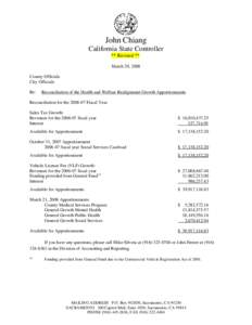 Health and Welfare Realignment - Sales Tax Growth, Fiscal Year[removed]