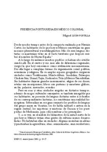 PRESENCIA PORTUGUESA EN MÉXICO COLONIAL Miguel LEÓN- PORTILLA