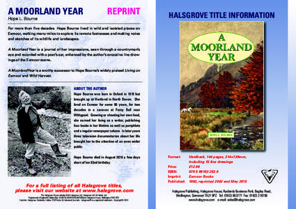 A MOORLAND YEAR  REPRINT Hope L. Bourne