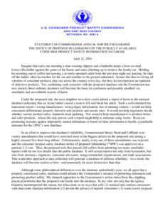 Statement of Commissioner Anne M. Northup Regarding the Notice of Proposed Rulemaking on The Publicly Available Consumer Product Safety Information Database, April 22, 2020