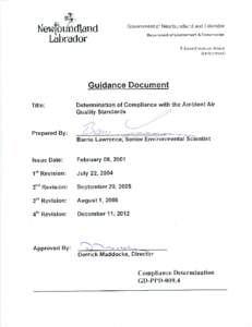 SUBJECT The determination of a facility’s compliance with the ambient air quality standards. OBJECTIVE To set out and define the procedures that the Department of Environment and Conservation will follow in determinin