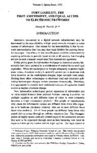 Volume 5, Spring Issue, 1992  TORT FIRST  LIABILITY,