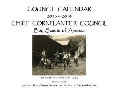 COUNCIL CALENDAR 2013 ~ 2014 CHIEF CORNPLANTER COUNCIL