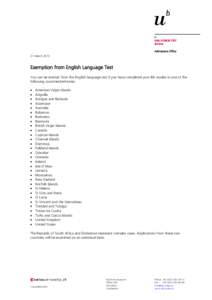 Exemption from English Language Test