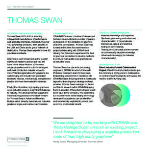12 ­— INDUSTRY ENGAGEMENT  THOMAS SWAN INDUSTRY PROBLEM STATEMENT Thomas Swan & Co. Ltd. is a leading independent manufacturer of performance