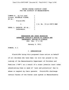 Case 3:10-cv[removed]MAP Document 43  Filed[removed]Page 1 of 69 UNITED STATES DISTRICT COURT FOR THE DISTRICT OF MASSACHUSETTS