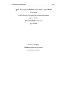 OpenOffice.org Automatisation  Page 1 OpenOffice.org Automatisation with Object Rexx Martin Burger