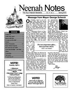 Neenah Notes The City of Neenah Newsletter Spring 2010 The City of Neenah Newsletter  VOL. 11 NO. 2