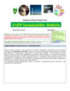 Southern African Power Pool  SAPP Sustainability Bulletin Volume 20, Issue 20  March 2013