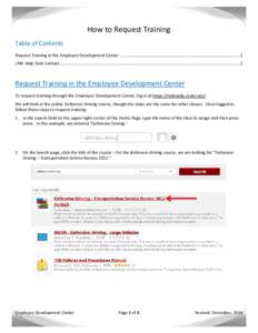 How to Request Training Table of Contents Request Training in the Employee Development Center ....................................................................................................... 1 LINK Help Desk Conta