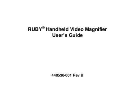 RUBY® Handheld Video Magnifier User’s GuideRev B  st