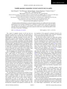 RAPID COMMUNICATIONS  PHYSICAL REVIEW A 81, RScalable quantum computation via local control of only two qubits Daniel Burgarth,1,2 Koji Maruyama,2 Michael Murphy,3 Simone Montangero,3 Tommaso Calarco,3,4