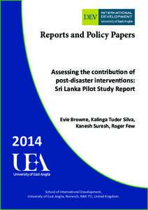 Reports and Policy Papers  Assessing the contribution of post-disaster interventions: Sri Lanka Pilot Study Report