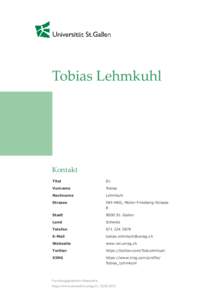 Tobias Lehmkuhl  Kontakt Titel  Dr.