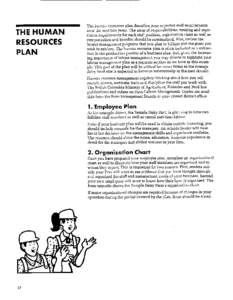 Human Resources Plan : Dairy Producers Example: Preparing a Business Plan: A Guide for Agricultural Producers - BCMAFF