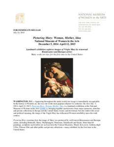 Elisabetta Sirani / Marian art in the Catholic Church / Women artists / Madonna / Artemisia Gentileschi / Wilhelmina Holladay / Mary Cassatt / Visual arts / Arts / National Museum of Women in the Arts