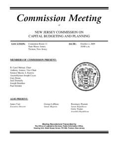 Commission Meeting of NEW JERSEY COMMISSION ON CAPITAL BUDGETING AND PLANNING LOCATION: