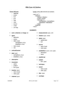 VRA Core 4.0 Outline Global Attributes − dataDate − extent − href − pref