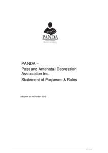 PANDA – Post and Antenatal Depression Association Inc. Statement of Purposes & Rules  Adopted on 24 October 2013