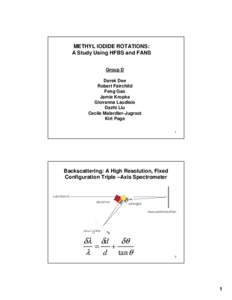 METHYL IODIDE ROTATIONS: A Study Using HFBS and FANS Group D Derek Dee Robert Fairchild Feng Gao