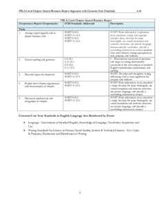 FBLA Local Chapter Annual Business Report alignment with Common Core Standards  Competency: Report Competencies Tasks 1. Arrange report logically and in