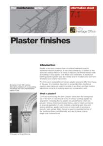 The maintenance series  Information sheet 7.1 Plaster finishes