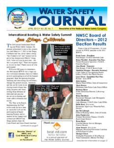 WATER SAFETY  JOURNAL APRIL 2012 • Vol. 28, No. 1  Newsletter of the National Water Safety Congress