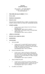 AMENDED NOTICE OF AGENDA CITY COUNCIL – RECESSED MEETING TUESDAY, JUNE 3, 2014 5:00 P.M. 203 GOODYEAR BLVD. 1.