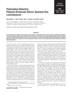 Physical chemistry / Quantum electronics / Raman spectroscopy / Surface chemistry / Surface enhanced Raman spectroscopy / Quantum dot / Plasmon / Albert Polman / Optics / Physics / Nanomaterials / Chemistry