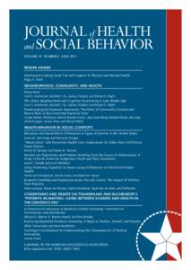 Journal of HealtH and Social BeHavior VOLUME 52 NUMBER 2 JUNE 2011 REEDER AWARD Mechanisms Linking Social Ties and Support to Physical and Mental Health