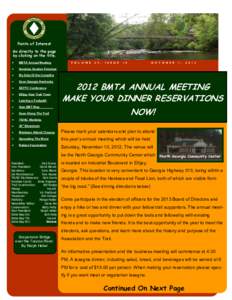 Points of Interest Go directly to the page by clicking on the title. BMTA Annual Meeting  V O L U M E
